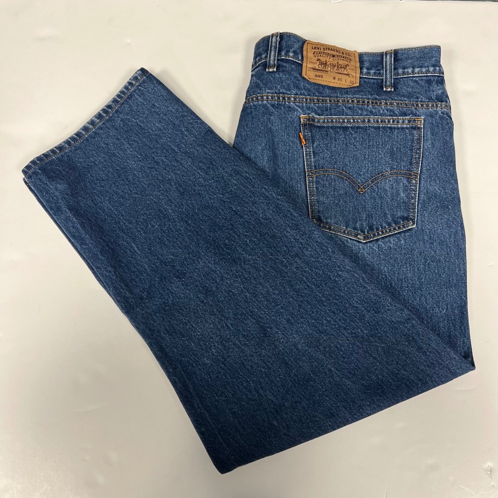 VTG Levi's 505 Orange Tab Jeans Straight Leg Denim W46 L30‎ (measuring 42 x 27)